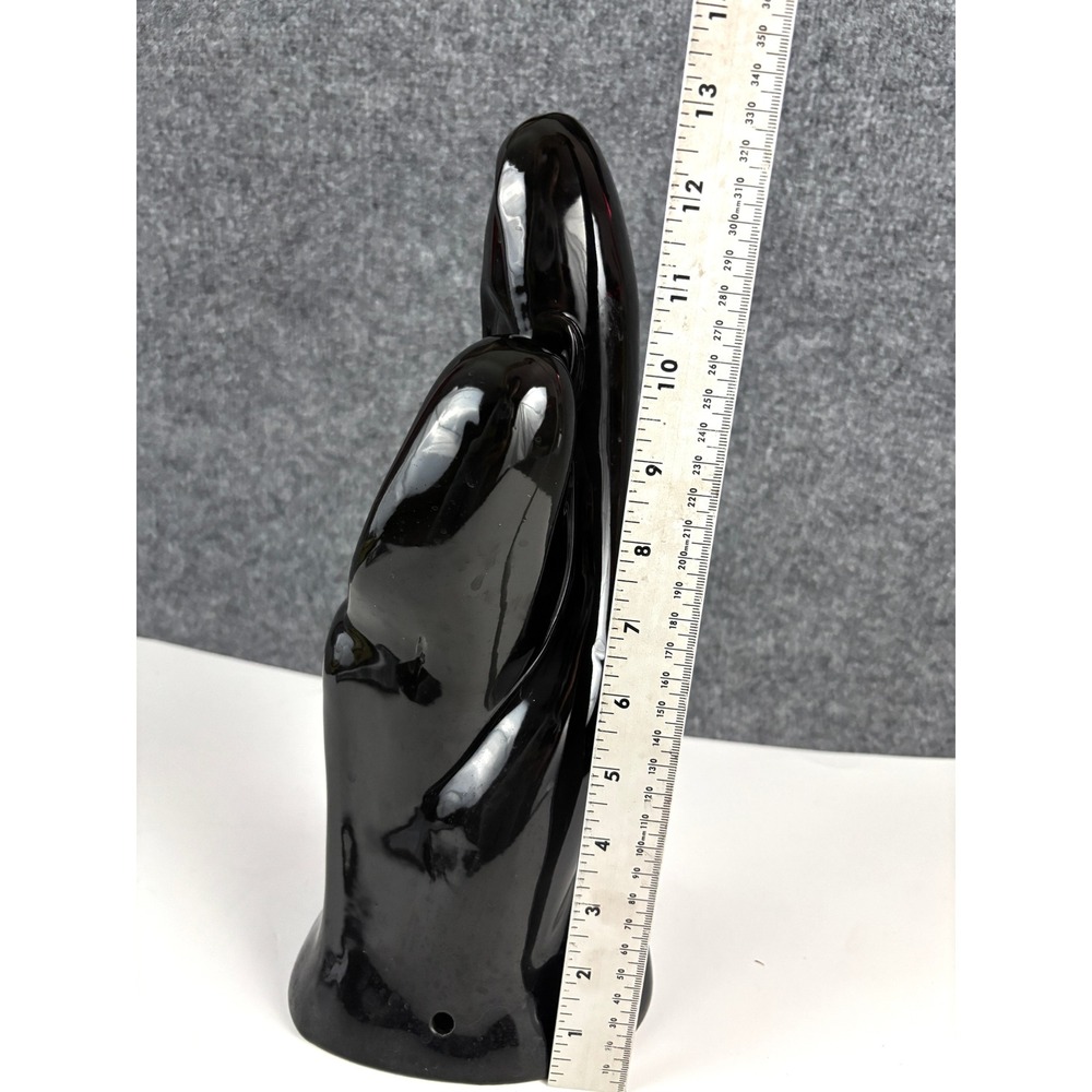 1998 Vintage Abstract Family Sculpture Father Mother Child Black Ceramic 13" - Picture 13 of 14